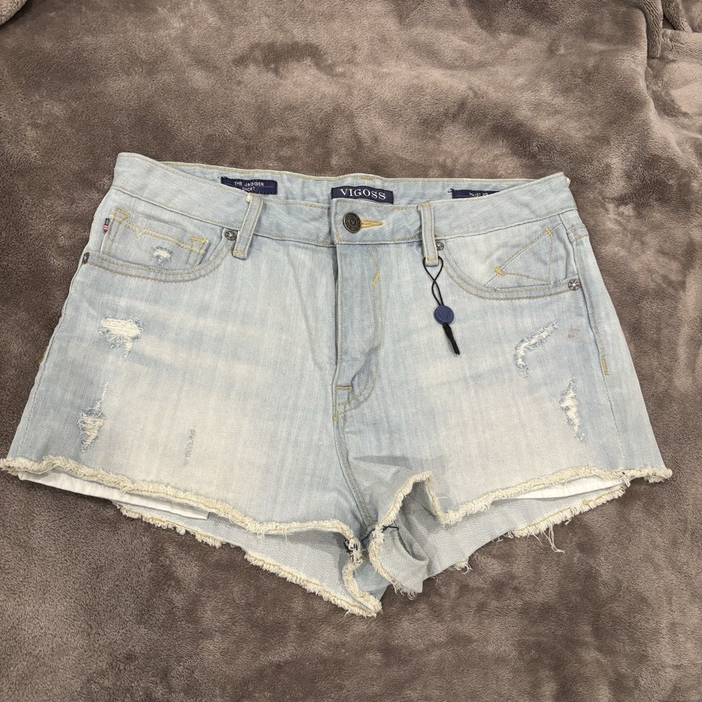 Vigoss‎ Women's Sz 29 The Jagger Cutoff Light Wash Stretch Jean Shorts